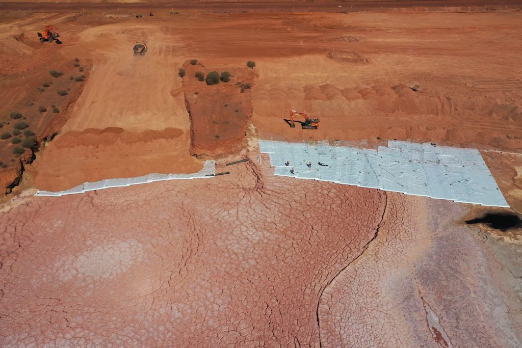 Geotextile sheet uses in mining projects for soil stabilization and drainage control