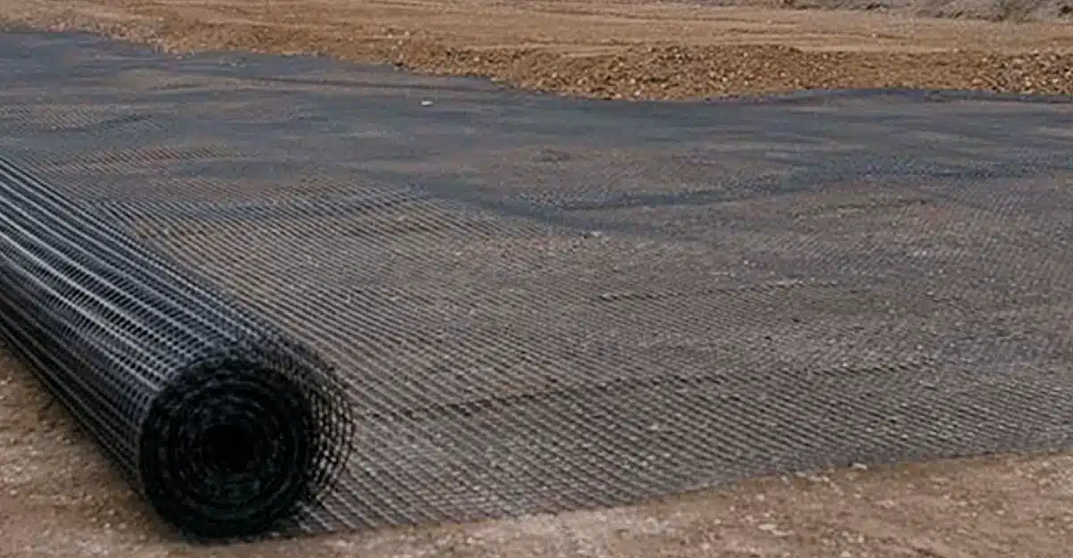 Close-up of geonet HDPE used in landfill drainage system

