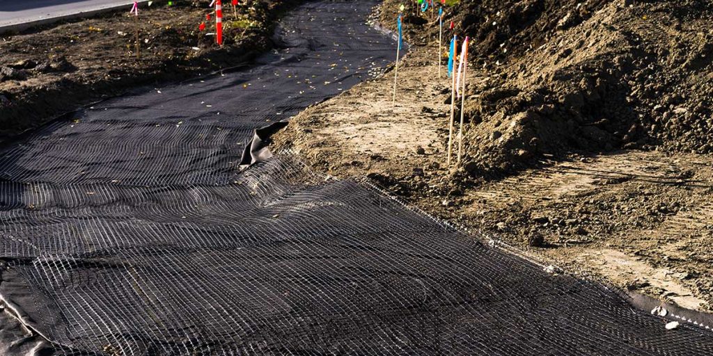 geonet used for soil stabilization, drainage, and erosion control in infrastructure projects
