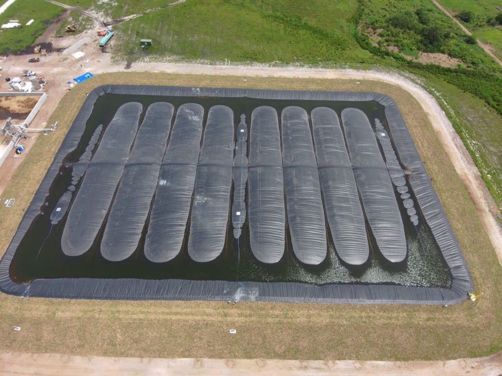 HDPE Geomembrane Installation in a landfill containment liner system