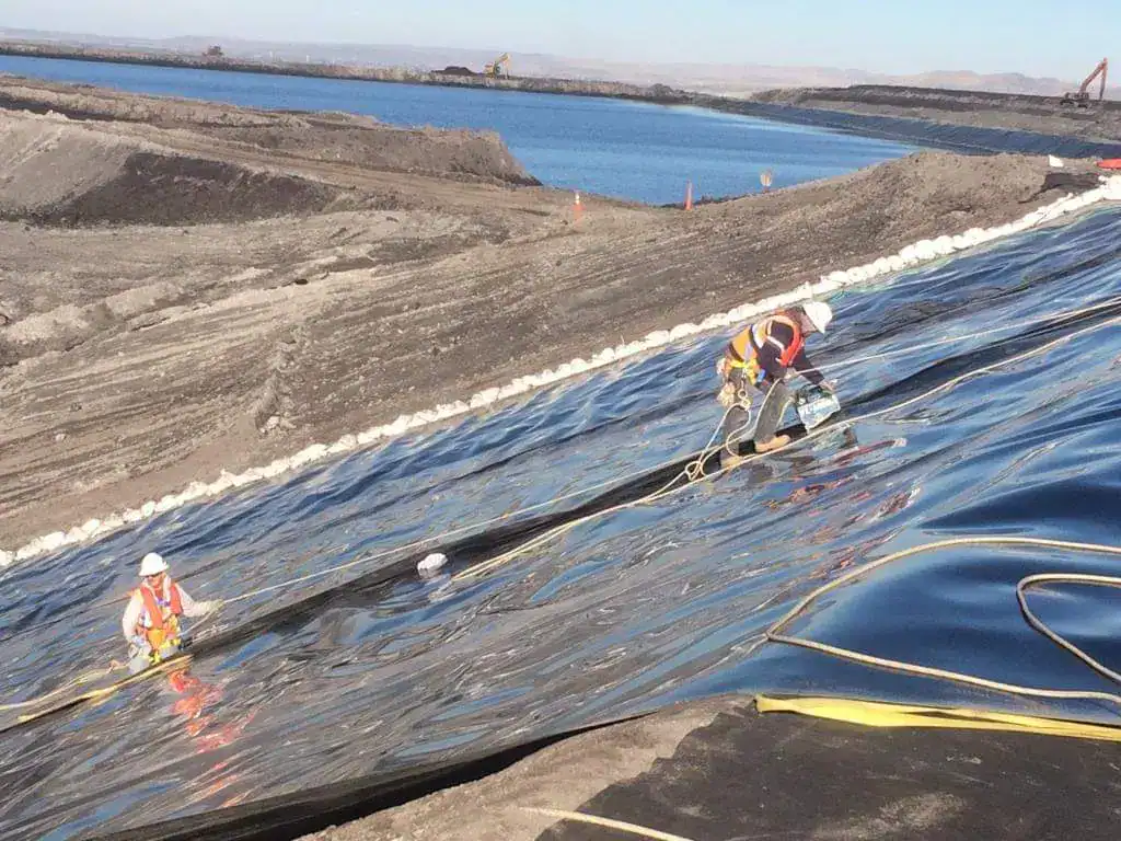 HDPE Geomembrane Installation for wastewater treatment containment systems