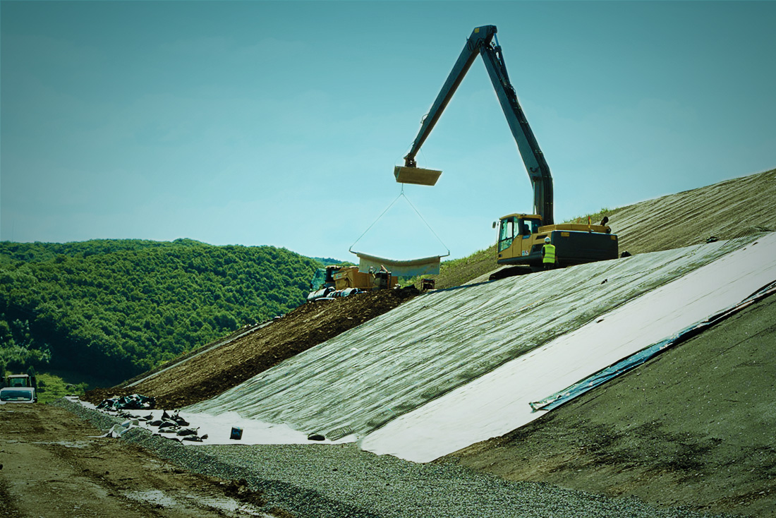 Geotextile Fabric for Slope Erosion Control supporting vegetation growth on a protected slope