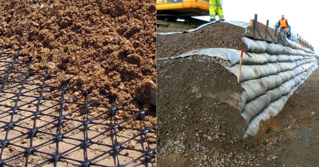Comparison chart showing differences between geotextile and geogrid applications