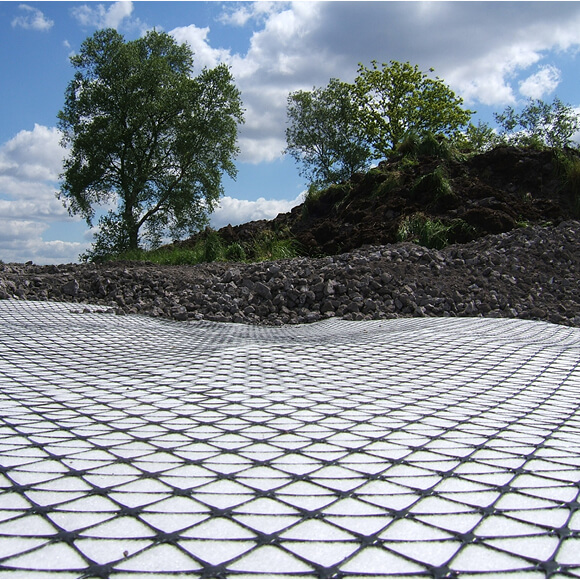 Various types of geosynthetic products including geogrids and geocells