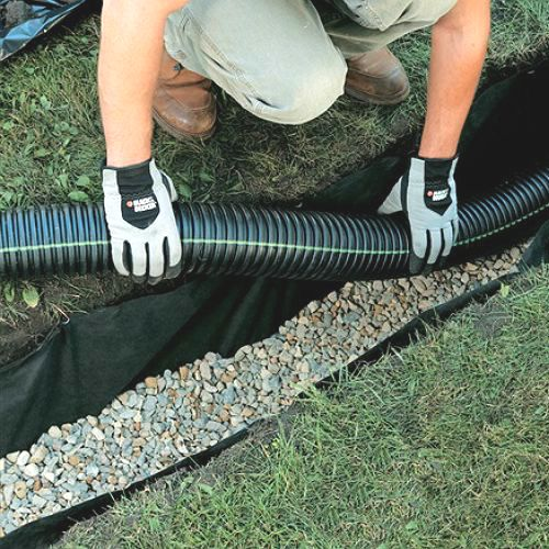Geotextile drainage fabric installed in a civil engineering drainage system
