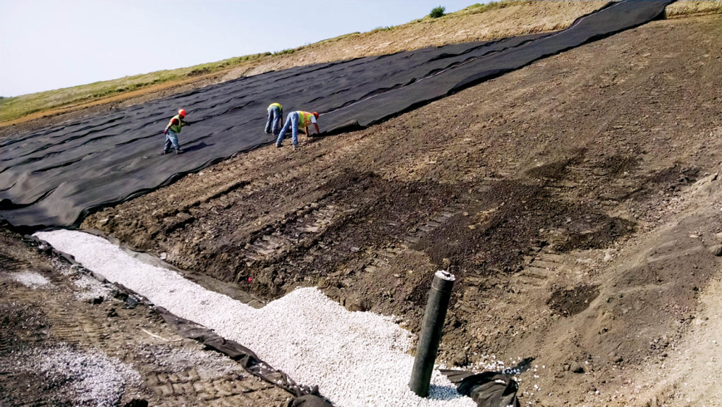 K Drain Geocomposite installed on road subgrade for efficient drainage