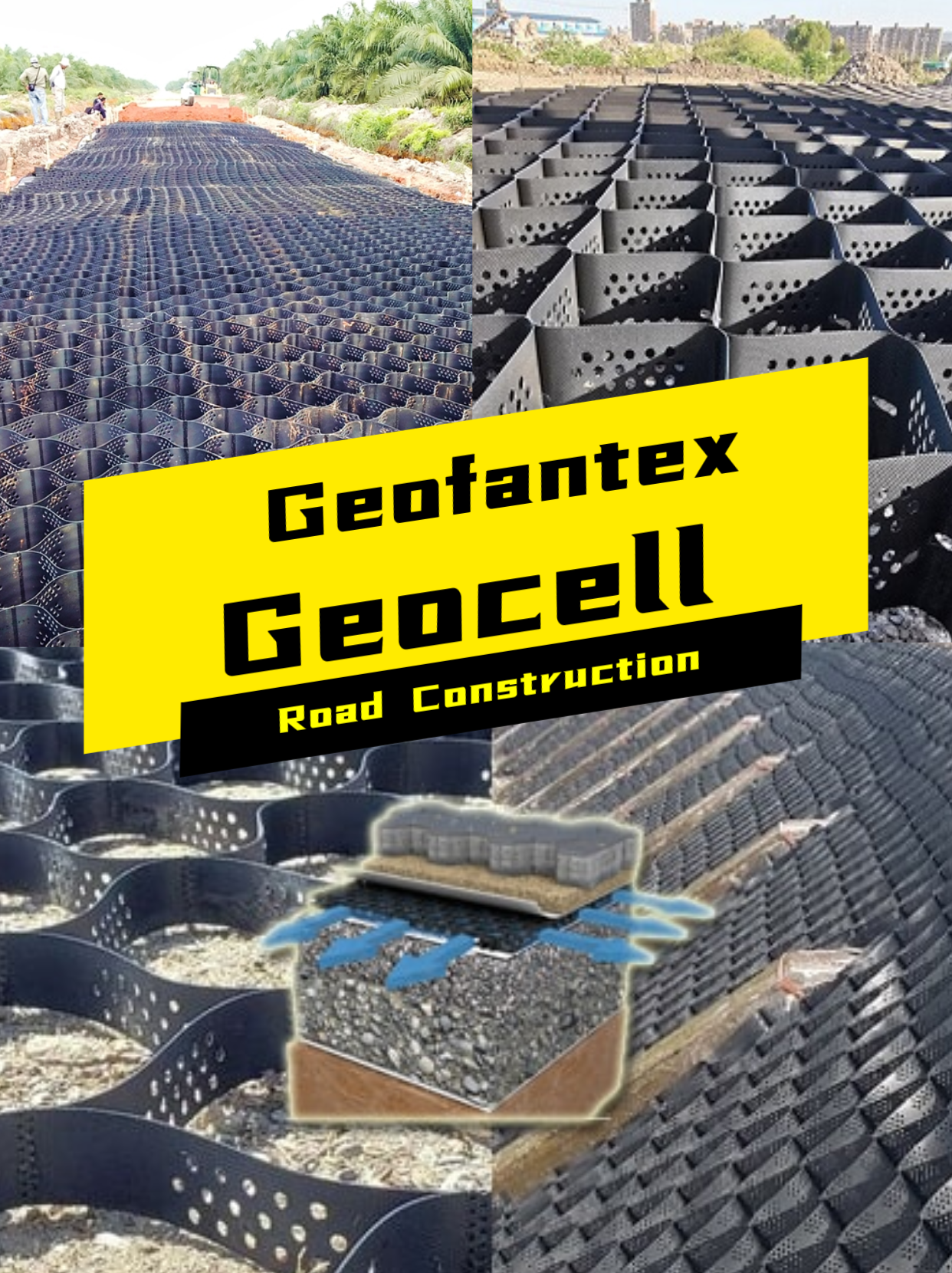 Geo cell ground grid installed on a driveway for soil stabilization and erosion control