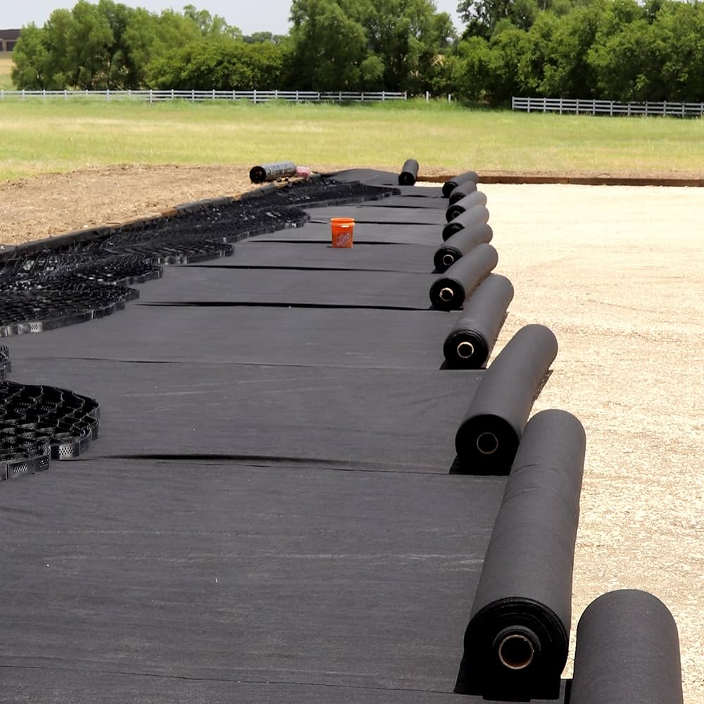 Roll of geotextile fabric home depot installed under gravel to prevent erosion and improve drainage