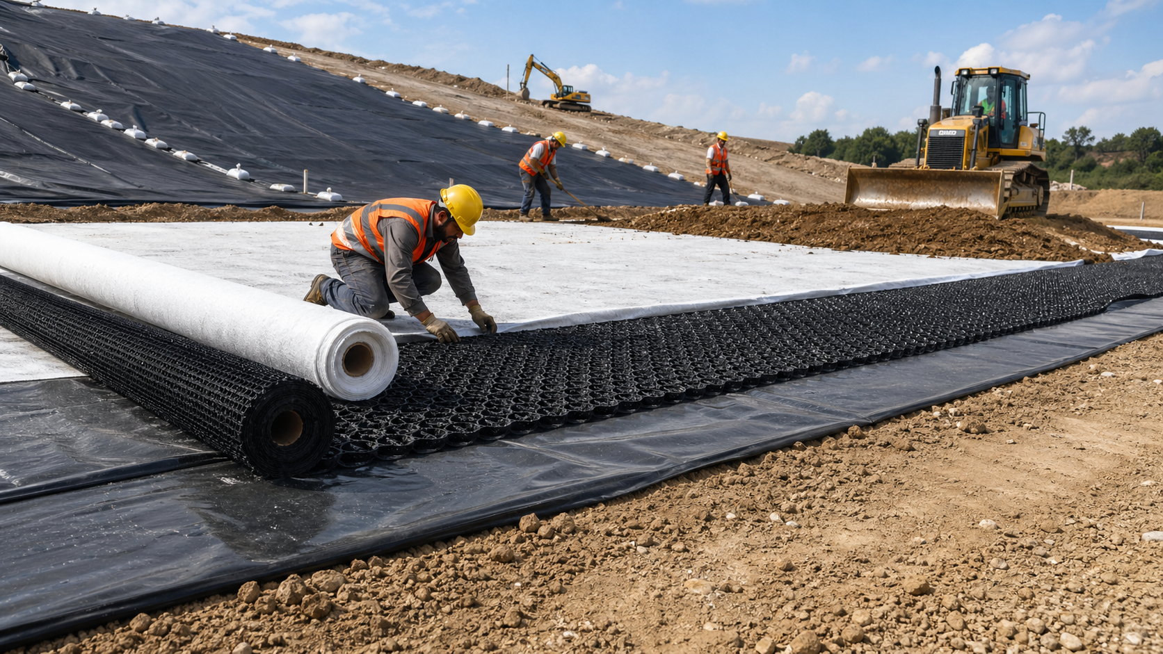 geocell driveway installation with aggregate infill and compaction for driveway reinforcement