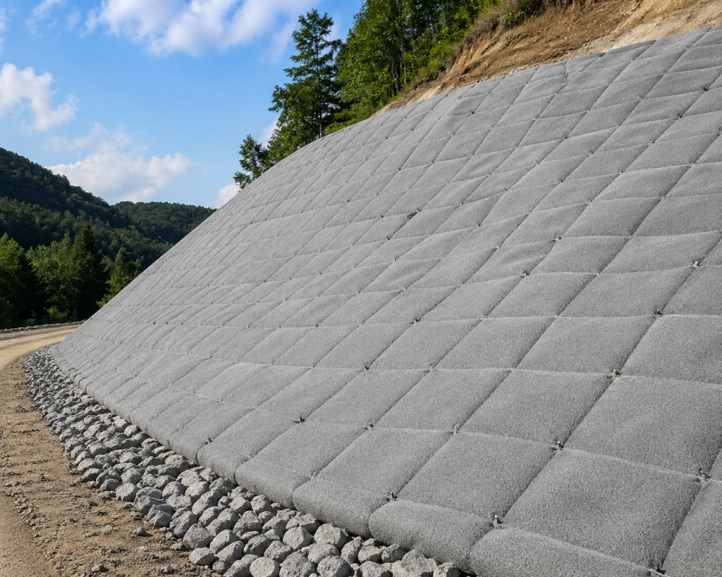 geosynthetic cementitious composite mat applied in slope protection engineering