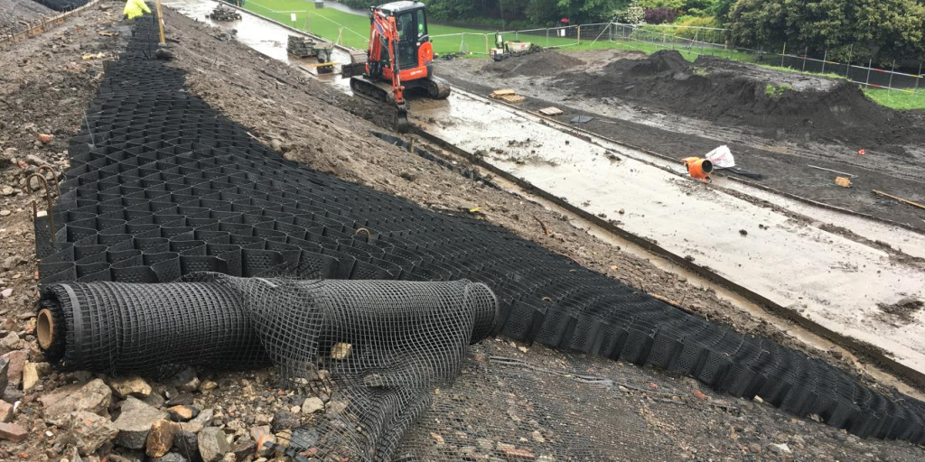 geotextile action applied in highway geocell reinforcement and roadway stabilization project