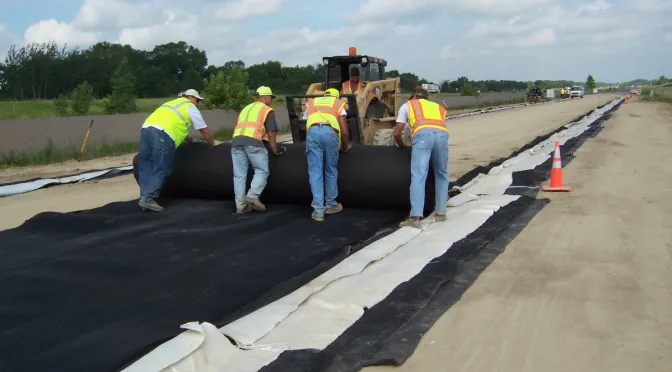 geotextile action applied in highway geocell reinforcement and roadway stabilization project