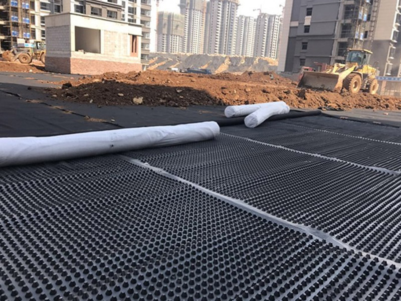 Geocomposite Drainage System with geotextile filter layer for soil filtration and drainage