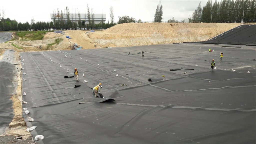 Geosynthetic systems used in landfill engineering project for waste containment and soil stabilization