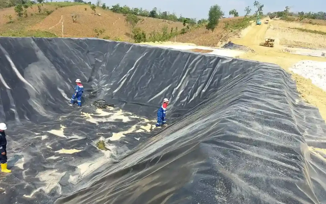 Geosynthetic clay liner landfill installation at a municipal waste landfill project