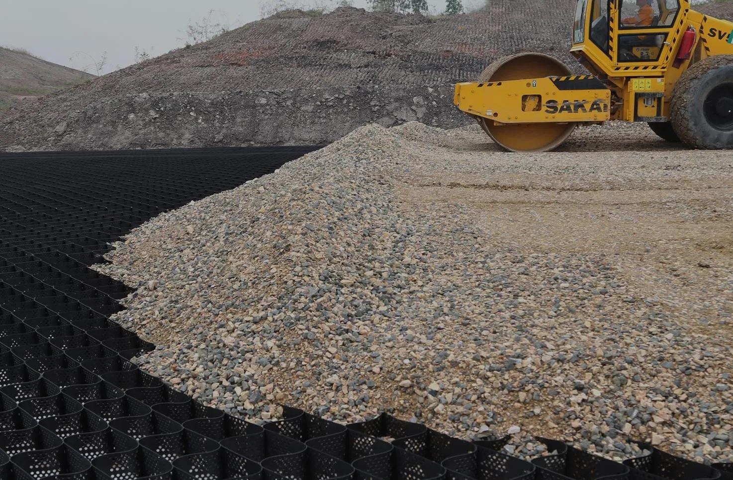 Slope protection project using geocell reinforcement system for erosion control and hillside stabilization